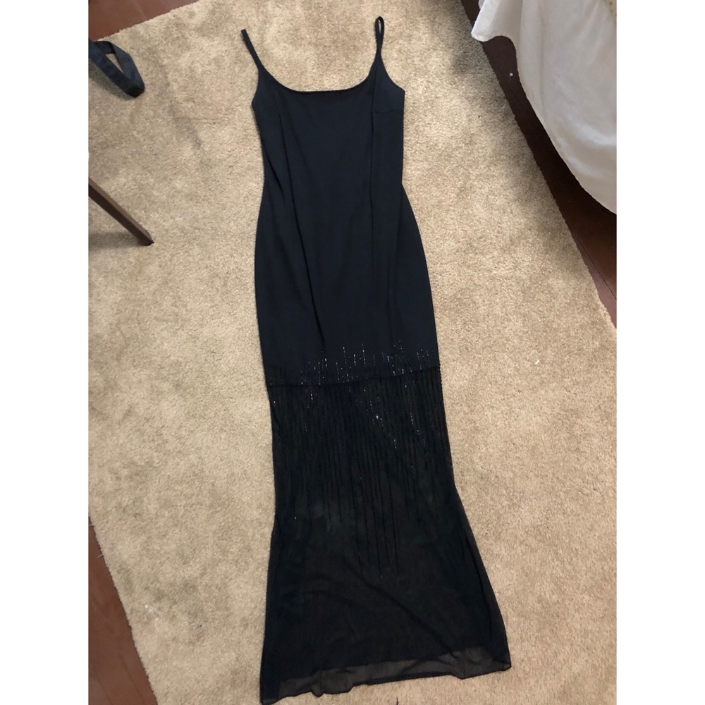 Betsy & Adam Sheer Bottom Gown